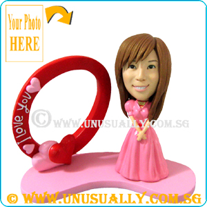 Custom 3D Lady In Pink Gown Figurine - I Love U